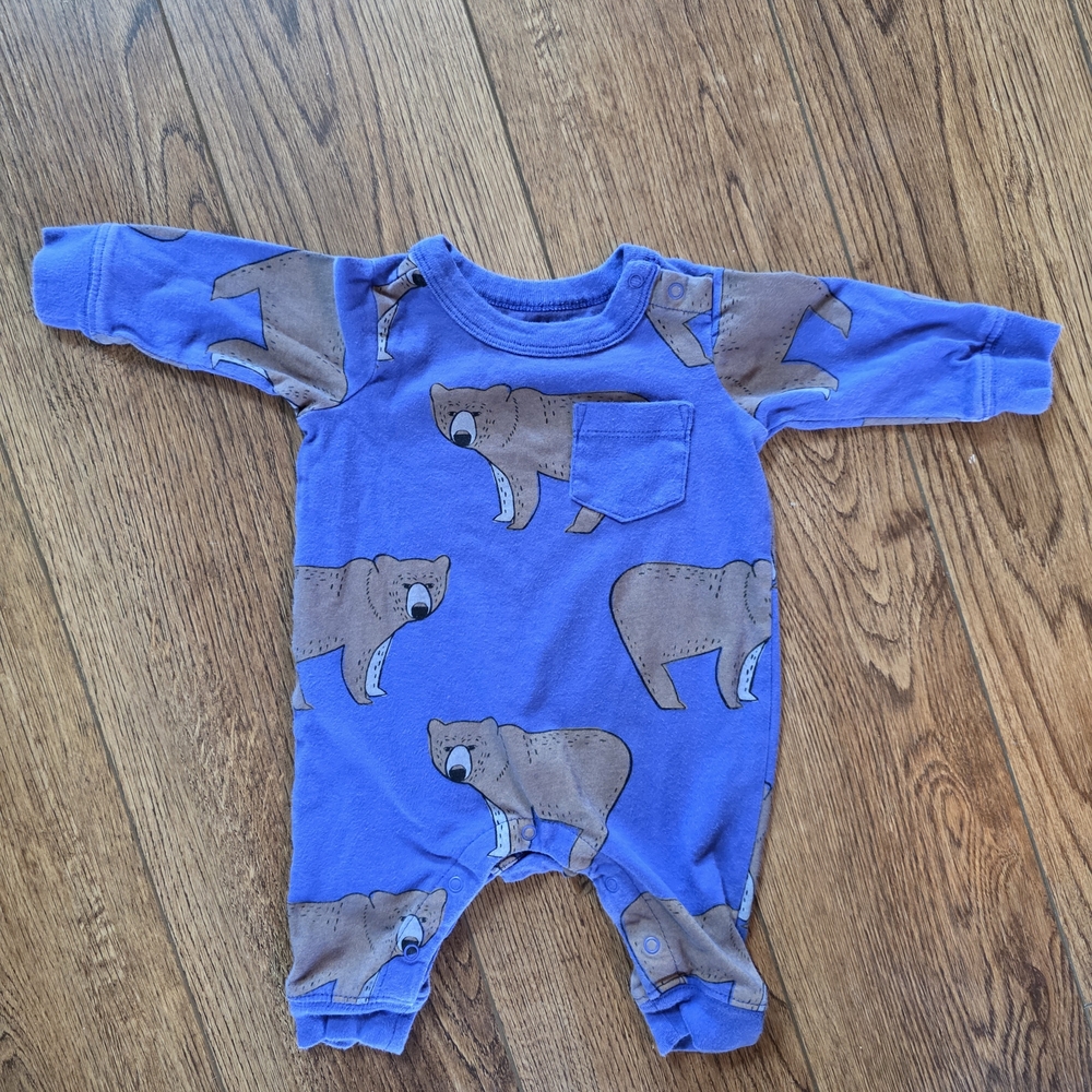 Tea Collection Blue Bear Print One-Piece Bodysuit